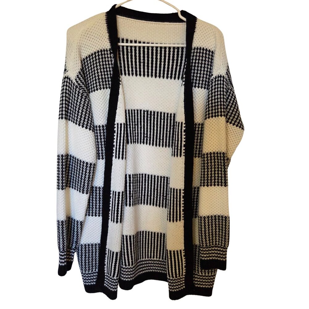 Color Block Knit Open Front Cardigan Sweater